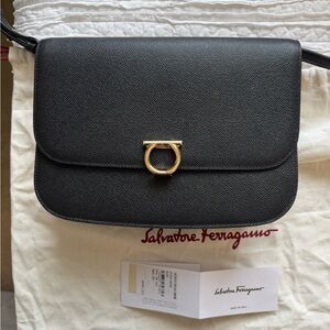Salvatore Ferragamo Leather Saddle Bag with Gold Hardware
